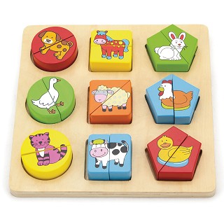 Viga Toys - Puzzle - formes géométriques - animaux de ferme